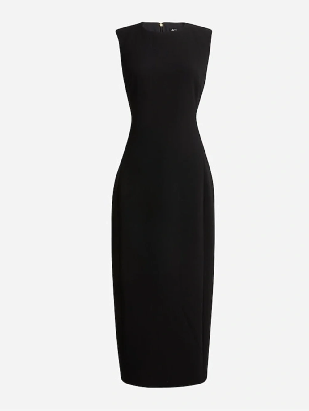 J. Crew Sleeveless Black Sheath Midi Dress in Drapey Crepe - Size 12